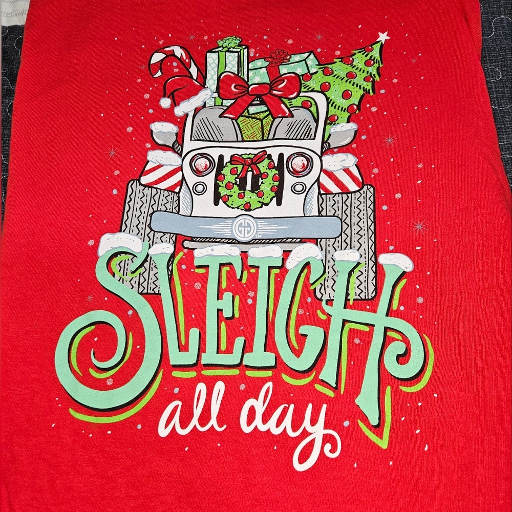 Girlie Girl Original 'Sleigh All Day' Christmas Graphic Tee size Med